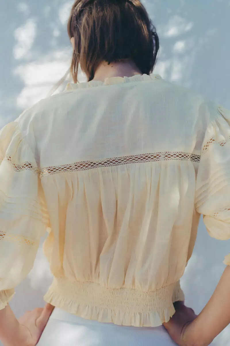 Pintucked cotton blouse