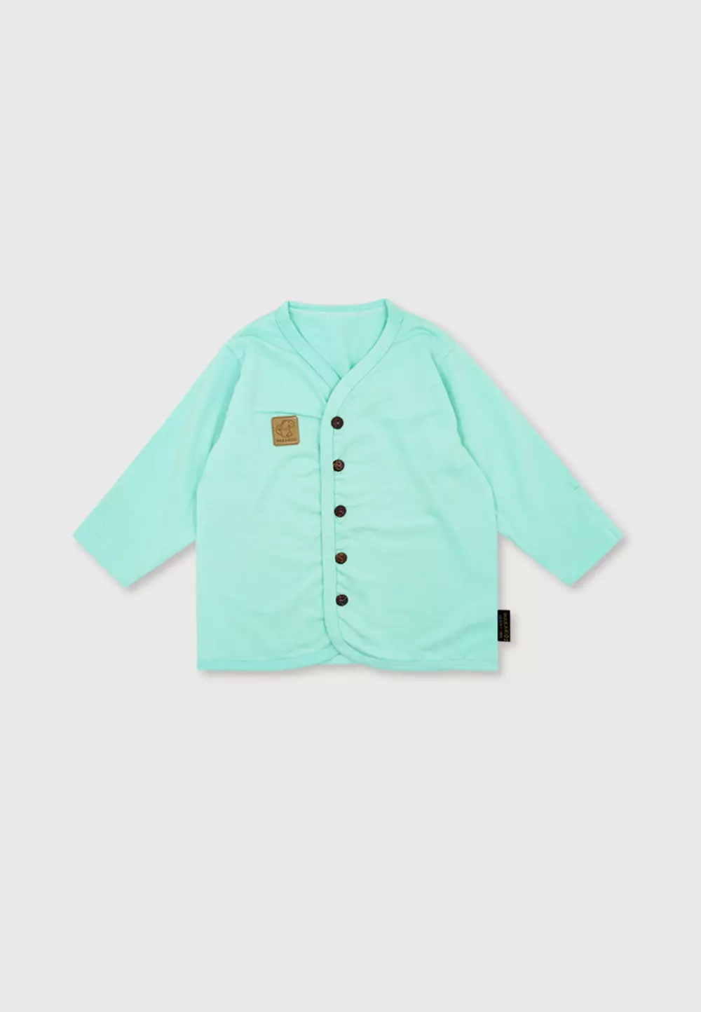 Wakakids Setelan Bayi Baju Lengan Panjang Anak Kancing Depan Piyama Set Baju Tidur Basic Polos Usia 6 Bulan Hingga 2 Tahun 3902 Everyday Mint