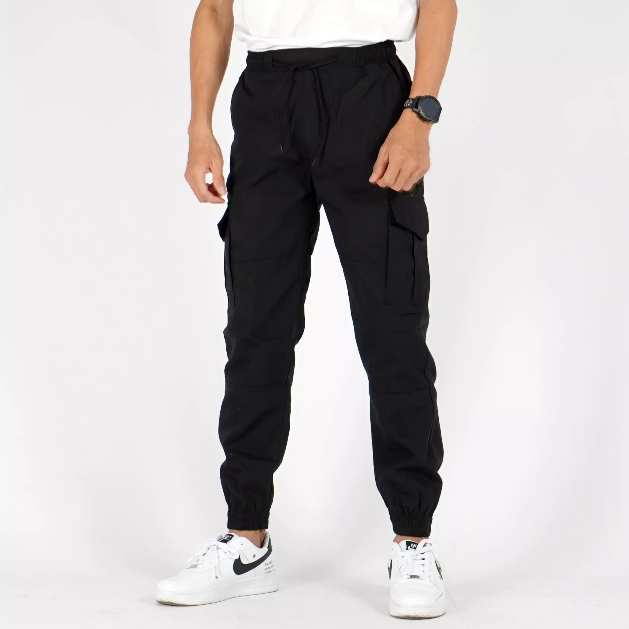  DAVE Celana Cargo Hitam Cargo Jogger Pants Celana Kargo Joger Pria - HITAM