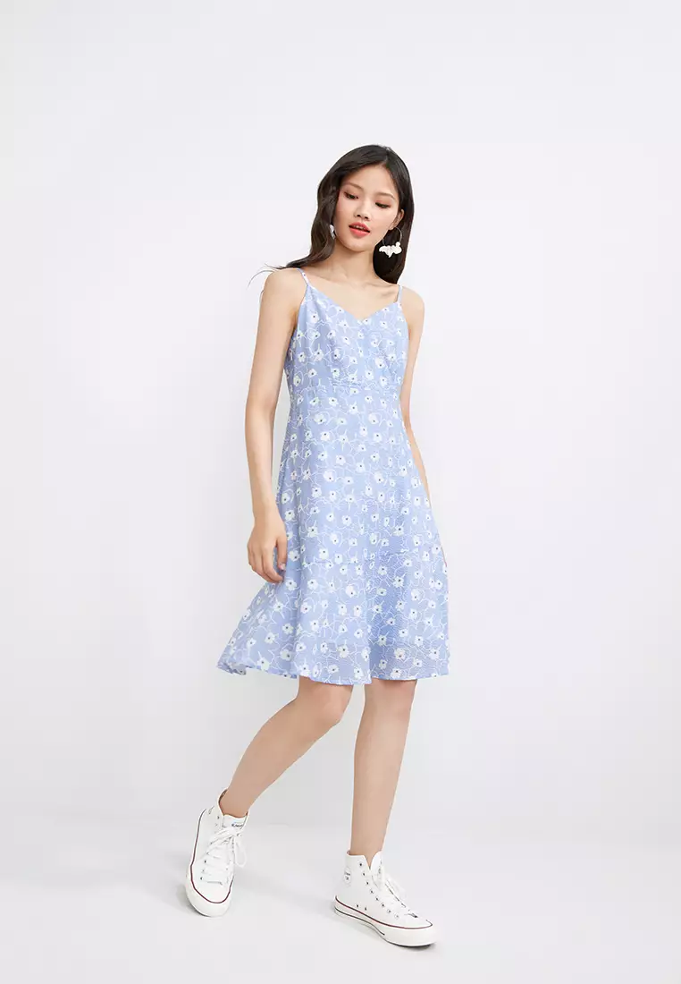 Textured Floral Spaghetti Strap Dress