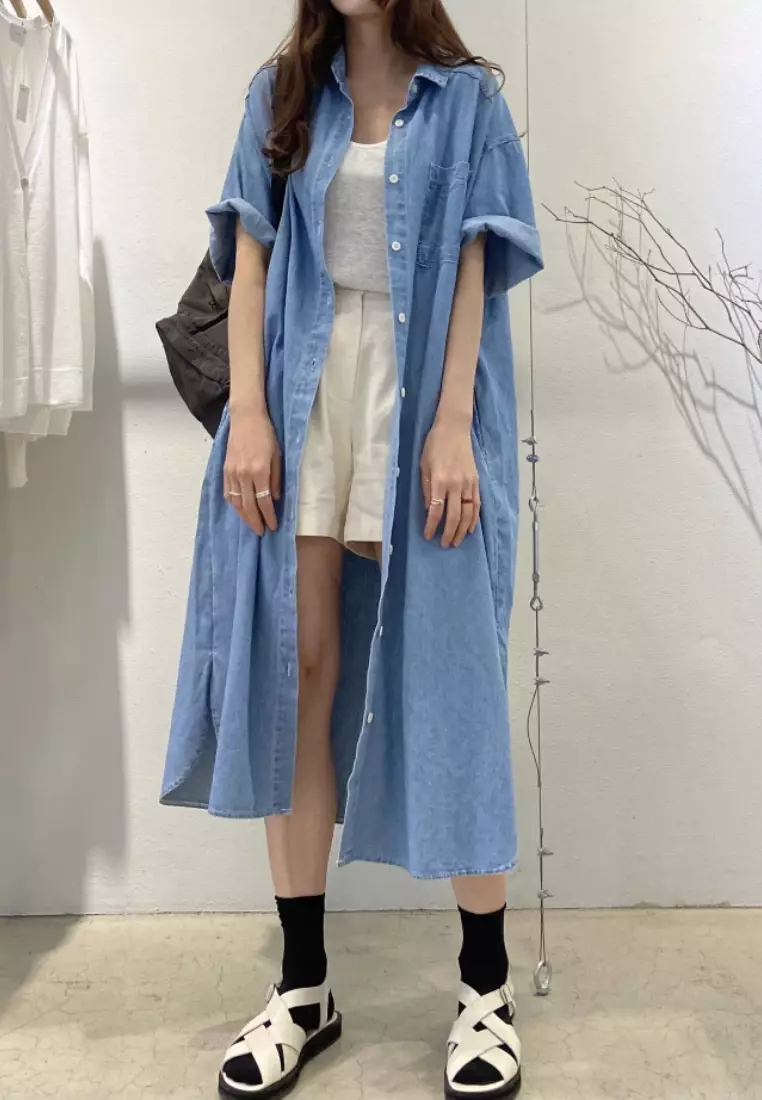 Fresh and sweet retro denim dress CA26033043BL