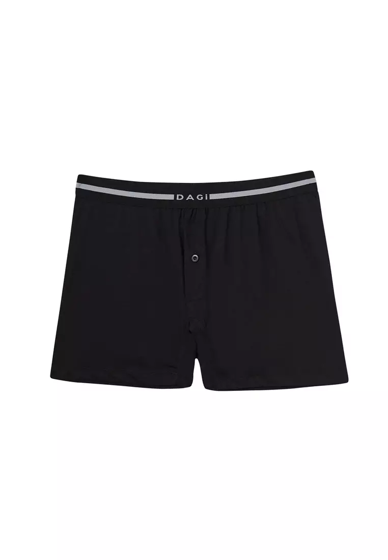 DAGİ Black Basic Shorts, Regular Fit, Long Leg, Underwear for