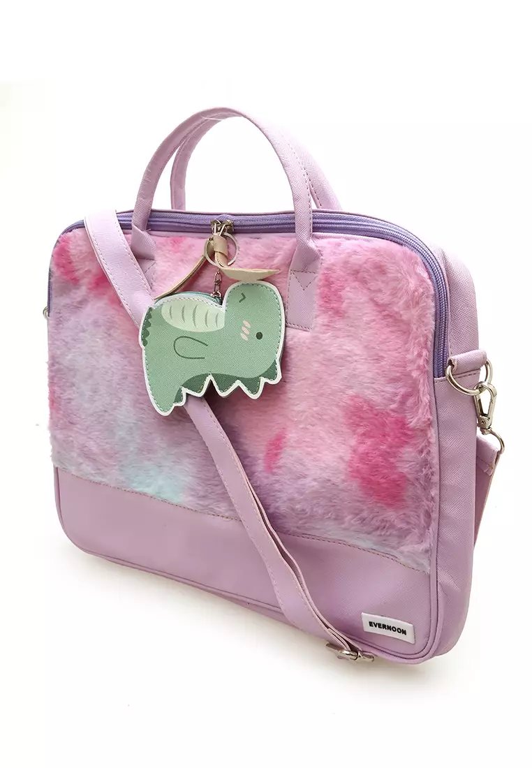 Shania Laptop SlingBag Fluffy Purple Pink With Mini Pouch -  Purple 5 Dino