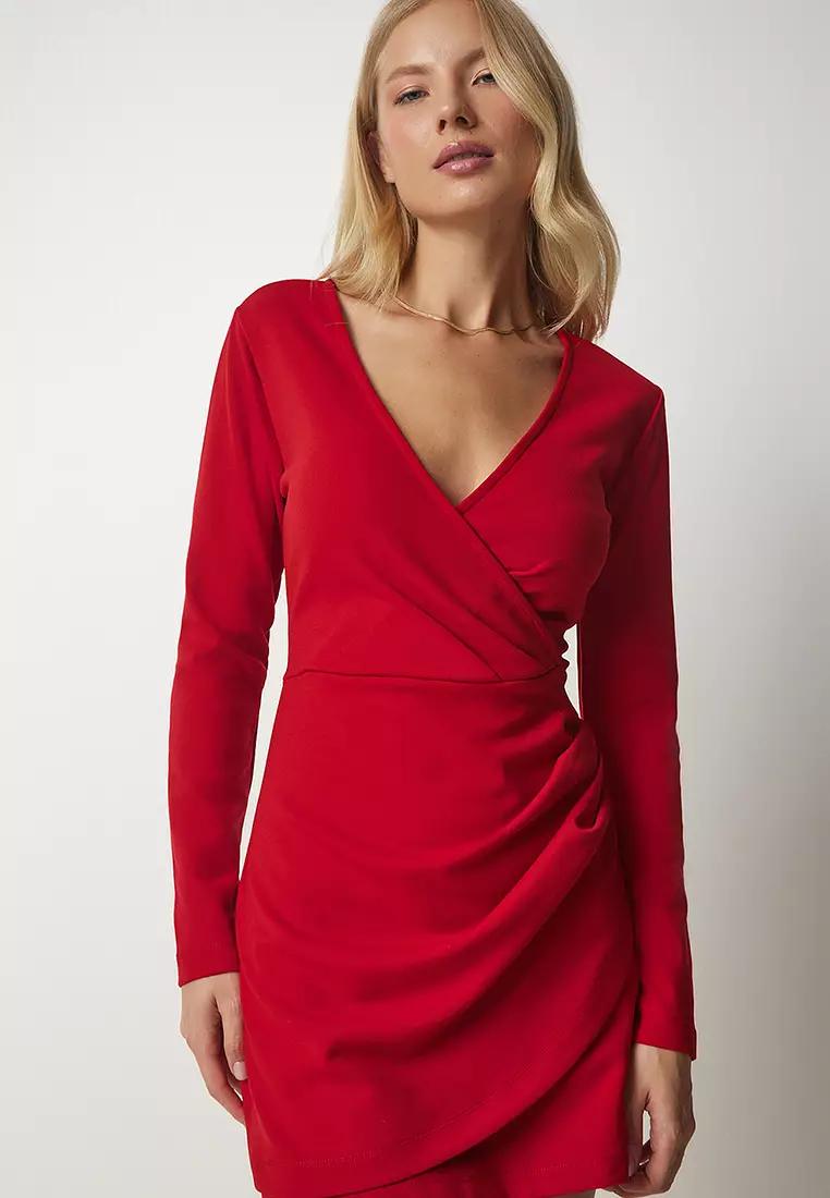 Woven Elegant Dress with Wrapped Collar