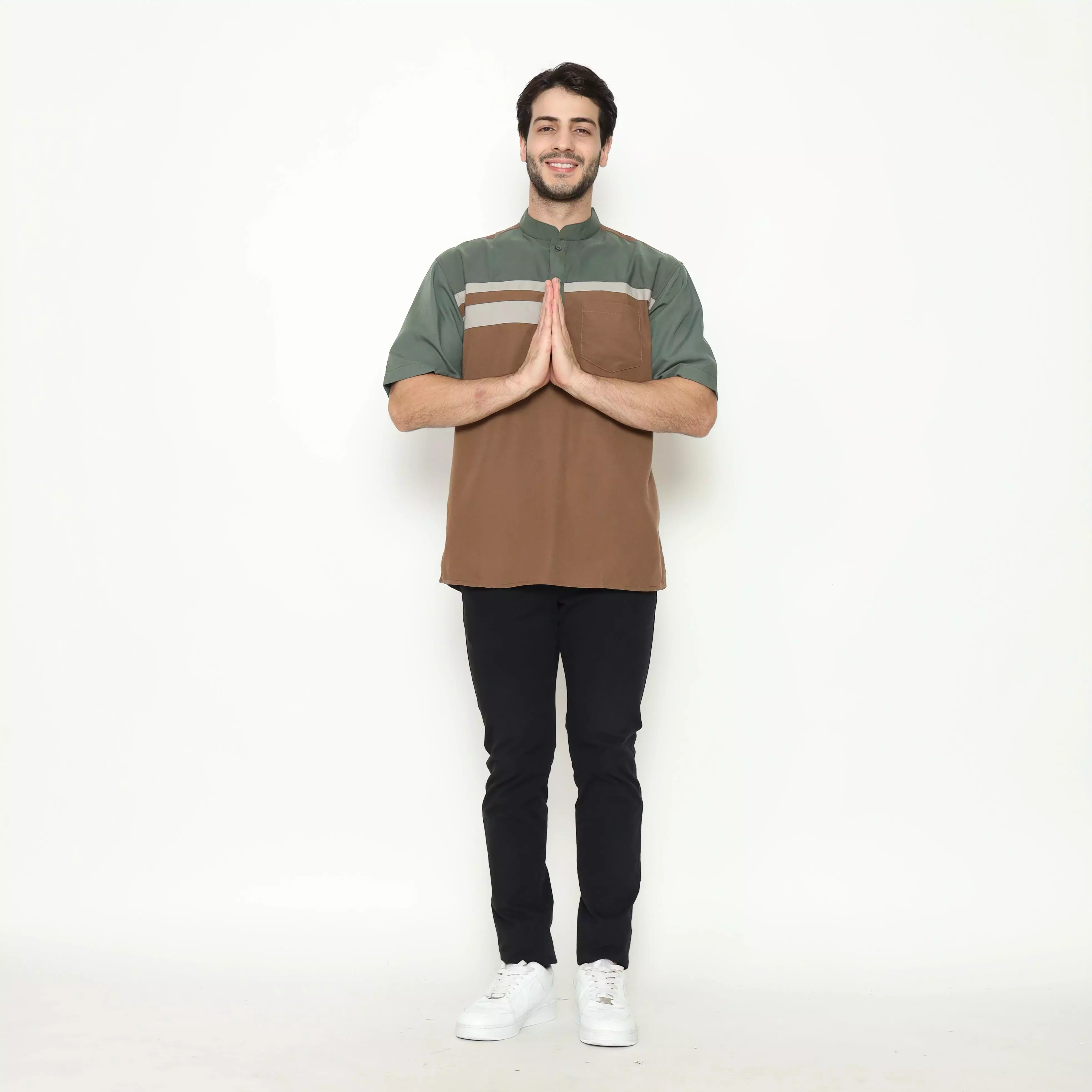 AMK Kemeja Koko Pria Lengan Pendek KK BB 009 S/s Cap 6 Brown