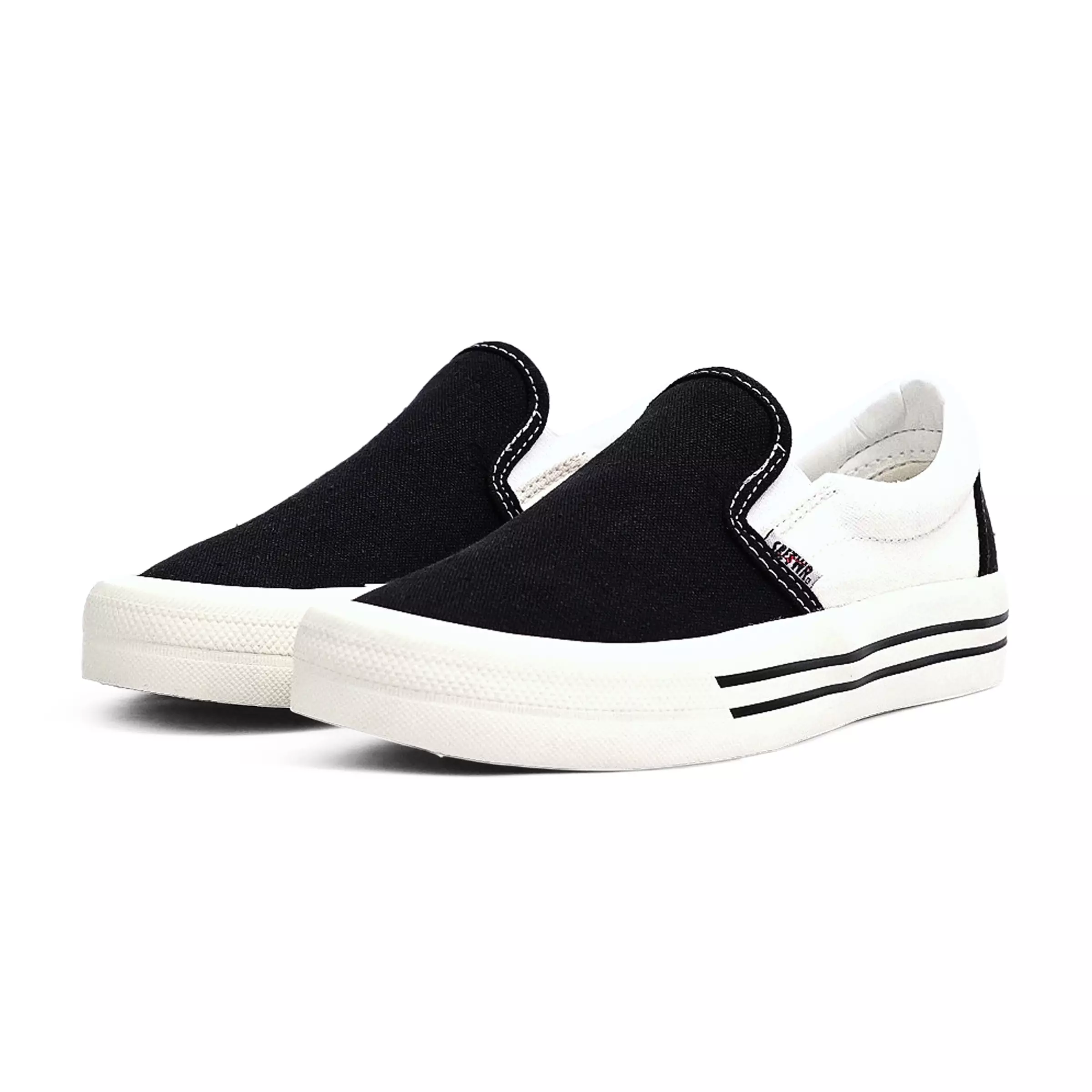 SABA Slip On Half Black White LX Black - Sepatu Sneakers Casual Pria Wanita