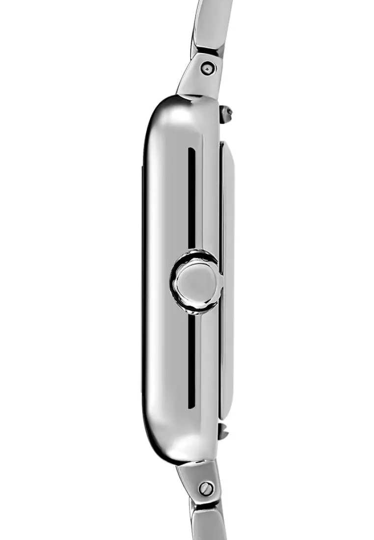 Retro 女士长方形手表22*29mm 簡約经典 不銹鋼表帶長度可調 藍色指針 生活防水-銀色