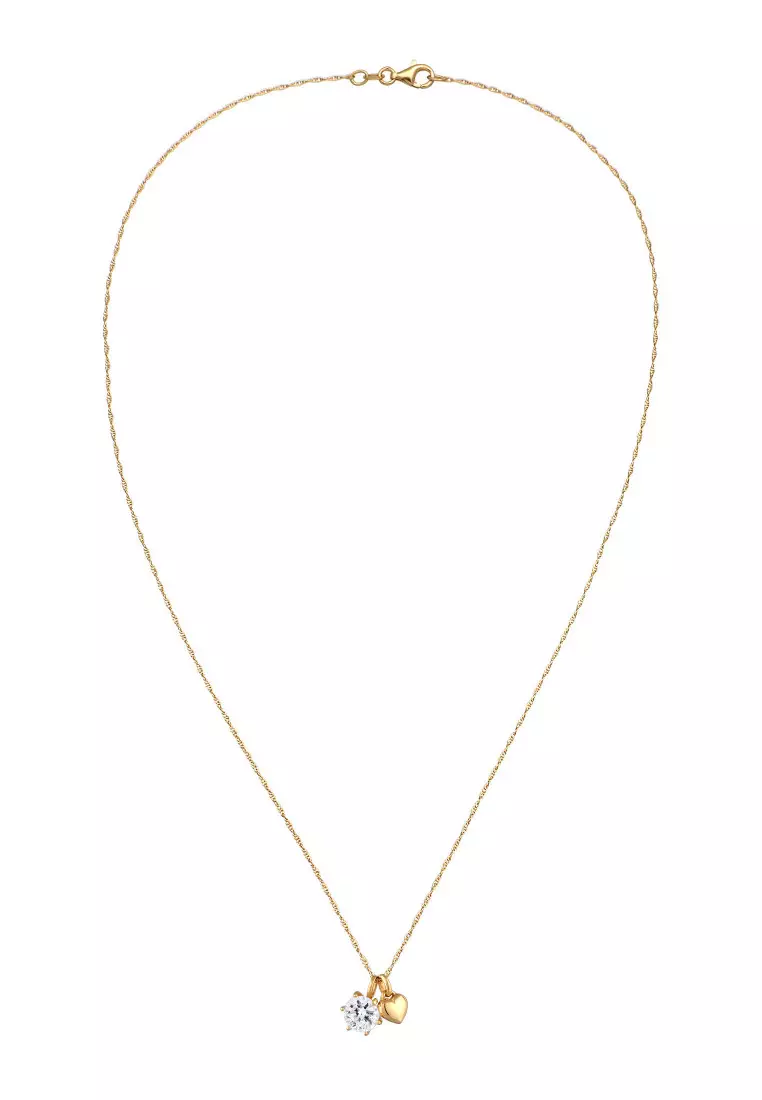 Kalung Perhiasan Perak 925 Wanita Heart Twisted Link Crystals Gold Plated