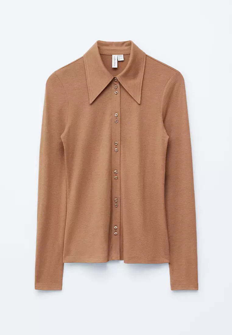 Pointed-Collar Jersey Shirt