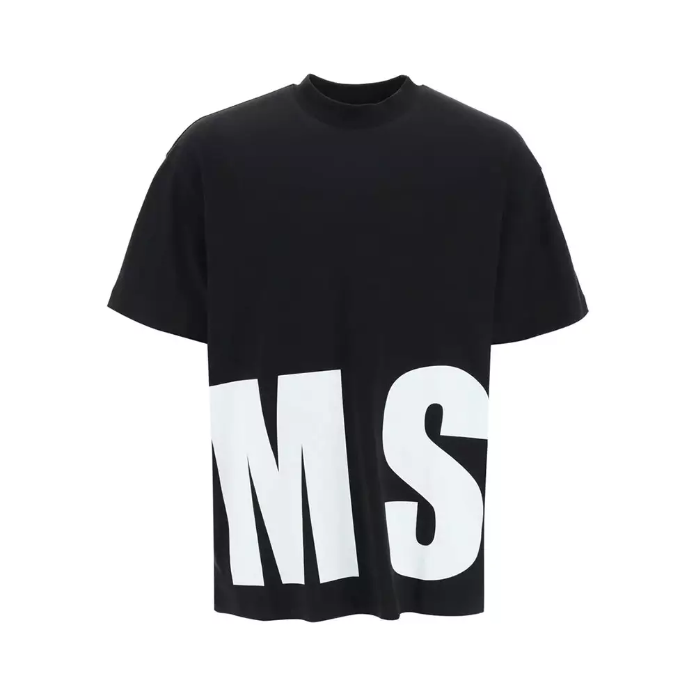 Jual MSGM MSGM Grey Logo Box T-Shirt Black Man Original 2023 