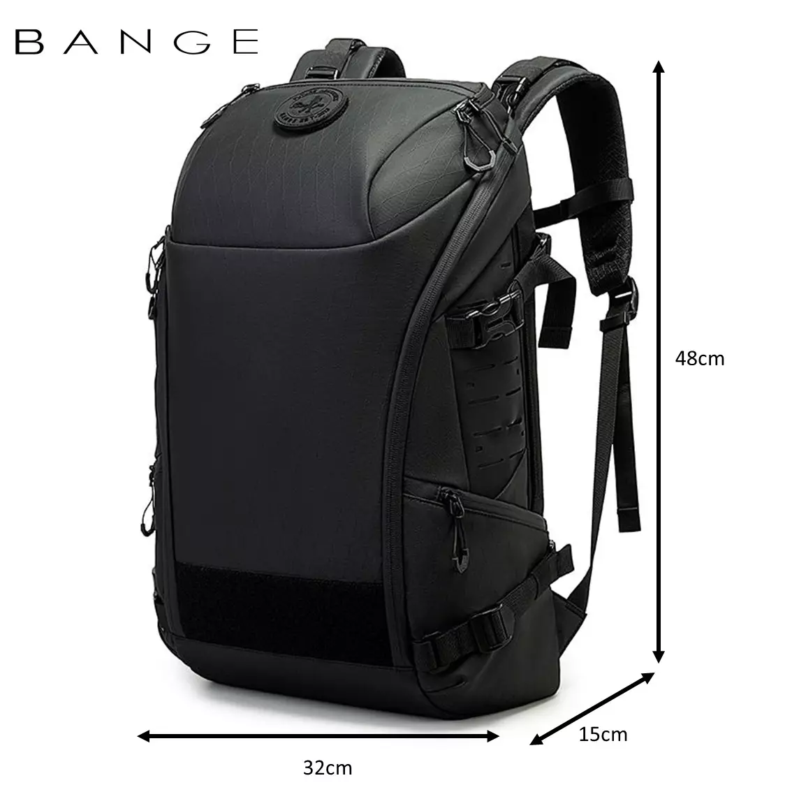 BANGE FW226 Premium Material Tas Ransel pria Laptop Kerja Backpack Pria Travel Camping Multifunction 15.6 Inch-BLACK