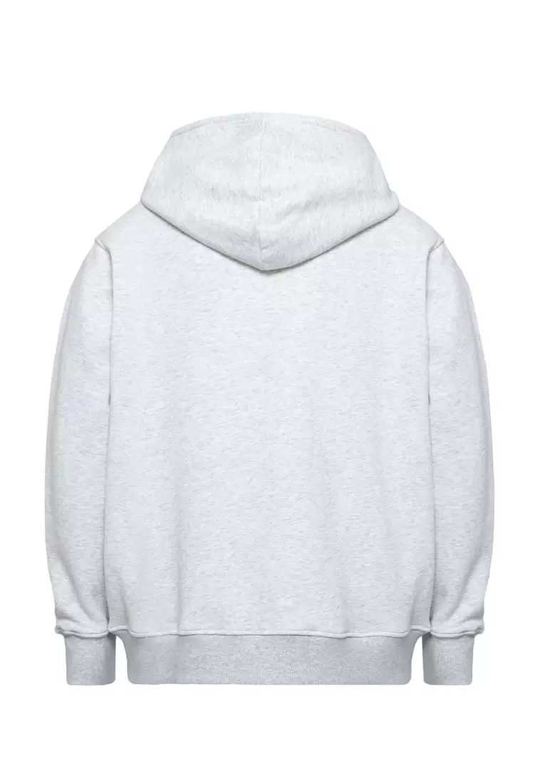 Cotton Well Cozzie Hoodie Sweatshirt with Hidden Pocket Light Grey | Jaket Pullover Fleece dengan Kantong Tersembunyi Abu Muda Misty