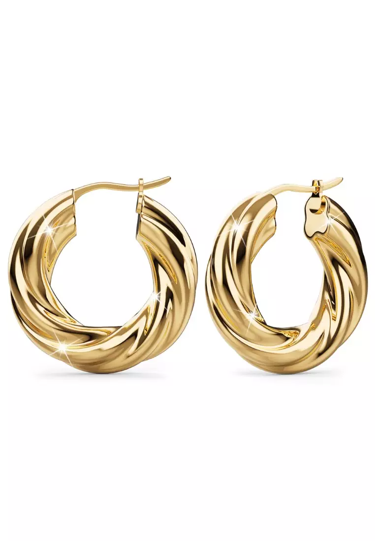 BULLION GOLD Celia Rope Twisted Hoop Earrings