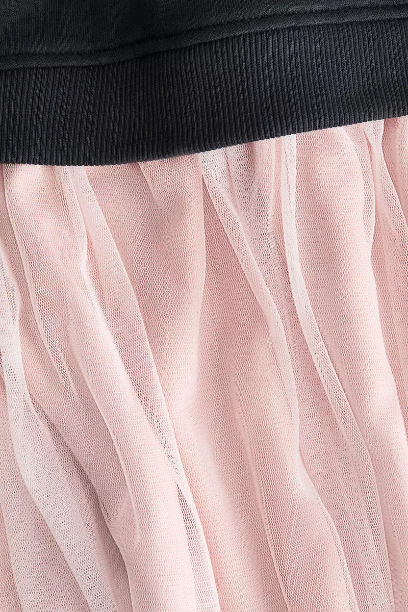 Tulle-skirt sweatshirt dress