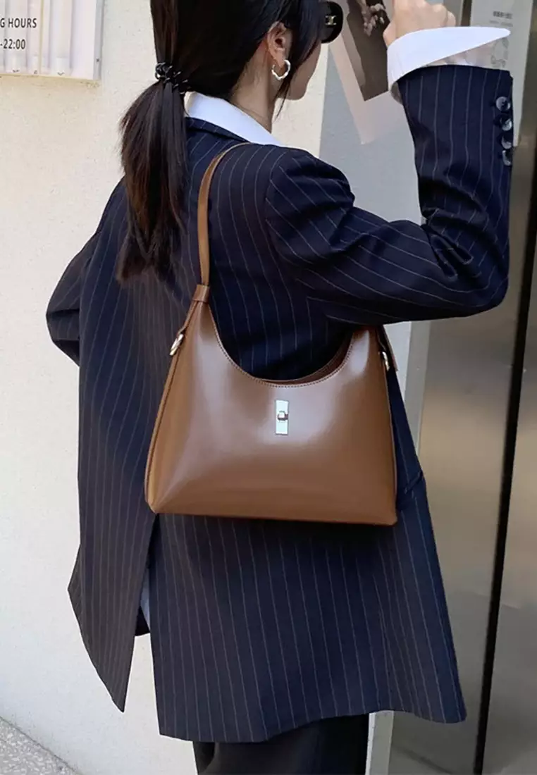 Women's Classic Cowhide Leather 2-Ways Crossbody Bags Axillary Bags
