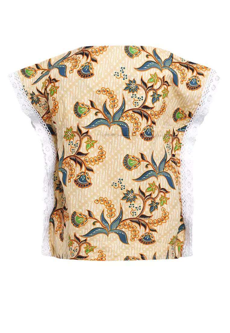 Blouse/ Blus Baju Atasan Anak Perempuan Rafiqa Cream Junior 4Th-12Th