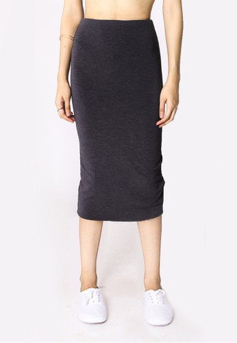 Midi Pencil Skirt ,Dark Gray,Women's Skirt