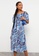 LC WAIKIKI blue Boat Neck Patterned Short Sleeve Crinkle Fabric Women's Dress 9B0CDAAB6866B9GS_3