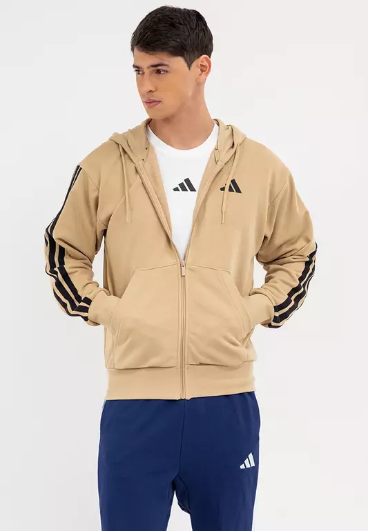 Essentials 3-Stripes French Terry Full-Zip Hoodie