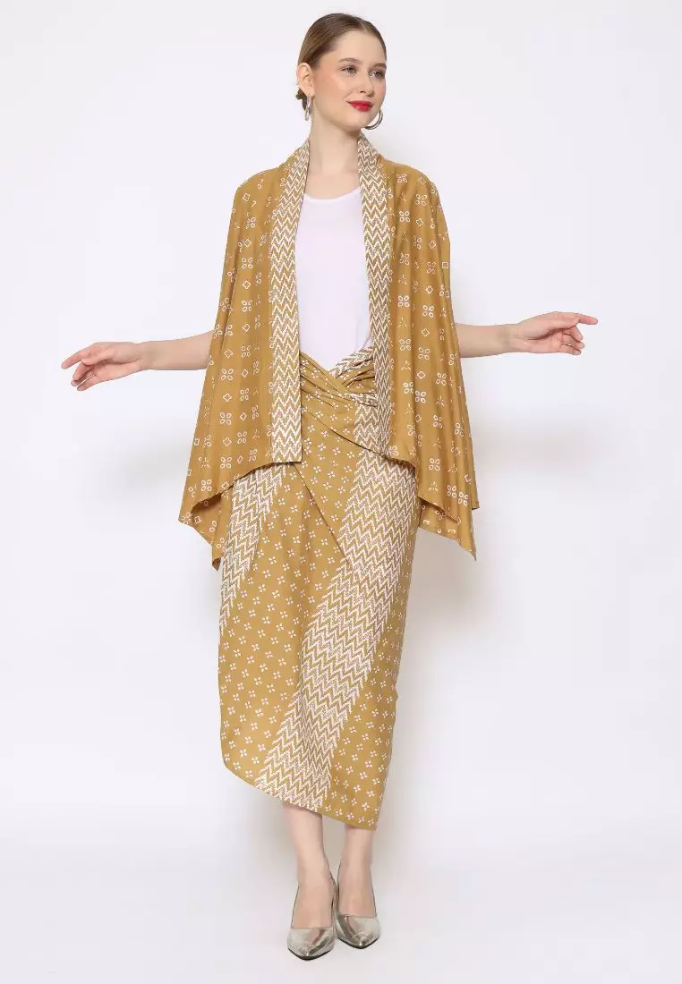 Rinjanie Batik - Set Bolero dan Rok Lilit Turmeric - Setelan Batik Wanita Cotton Series Lurik Handmade Turmeric, Bolero Atasan batik - BLHD & MEAS - YL