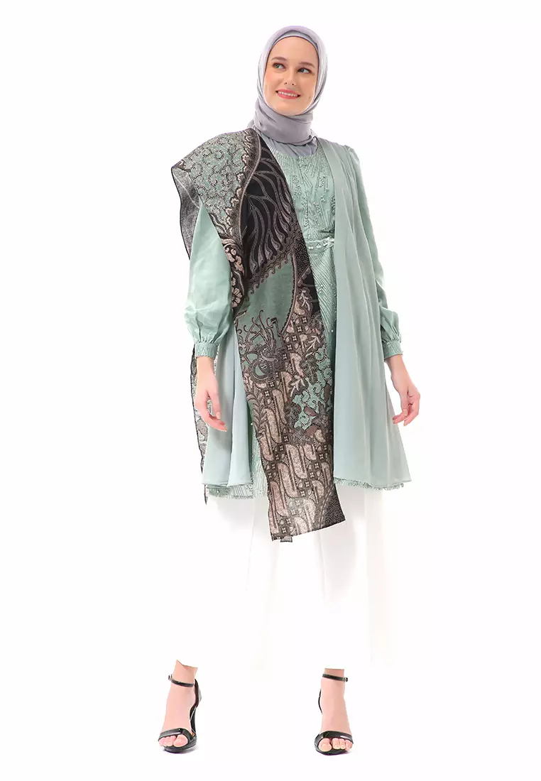 Olivia Long Sleeve Batik Tunik Couple Atasan Wanita Regular fit - Sage Green