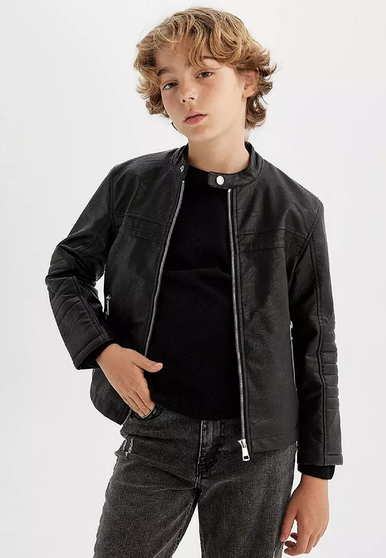 Water Repellent Faux Leather Jacket Coat