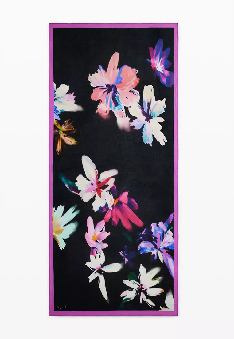 Rectangular floral scarf