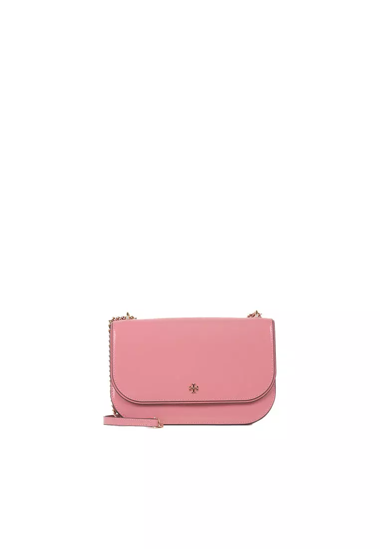 Tory Burch Emerson Patent Flap Shoulder Bag In Pink Ginger 149929
