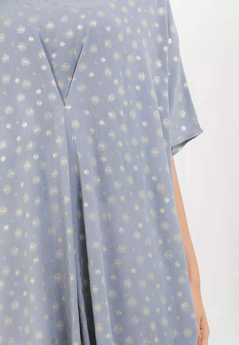 Metalic Print Pleats Kaftan