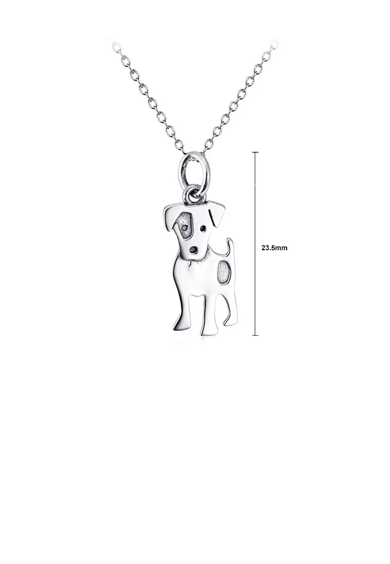 925 Sterling Silver Simple Cute Dog Pendant with Necklace