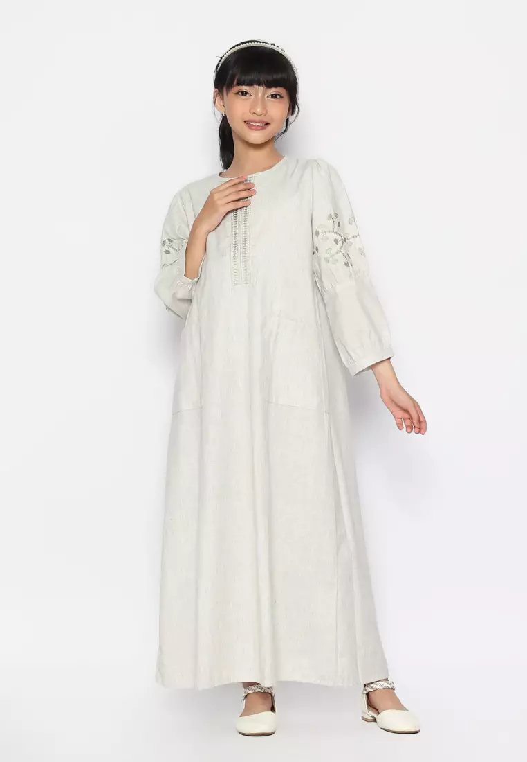 Baju Gamis Anak Perempuan Arrow Zipper Light Green - ADORABLE