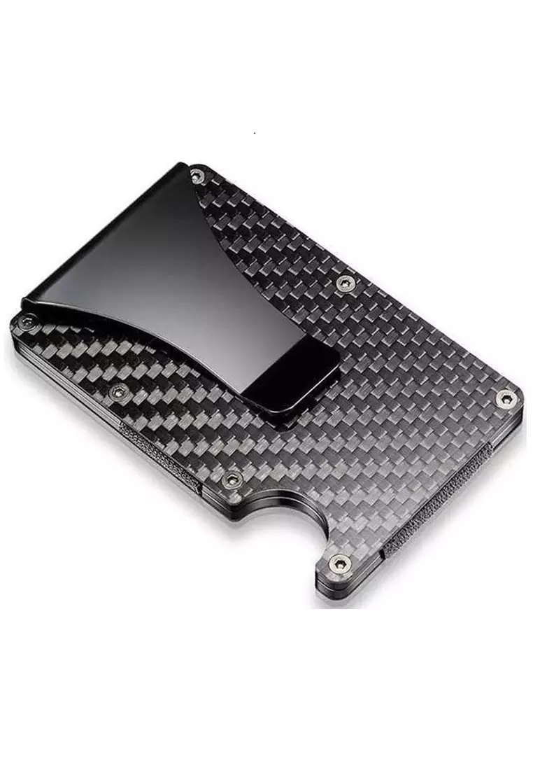 Zackly Dompet Kartu Kredit Slim Carbon Fiber Clip Holder Purse Compact Design Material Carbon Fiber ORIGINAL - Black