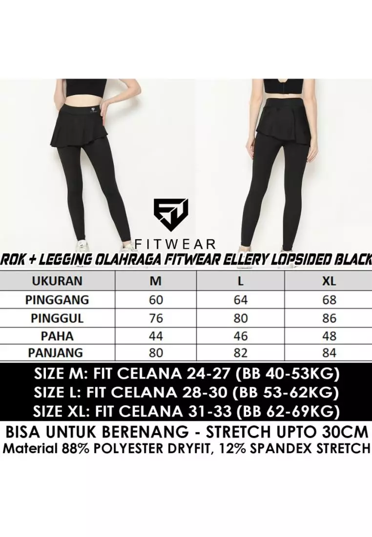 Fitwear - Rok + Legging Olahraga Wanita ELLERY LOPSIDED - BLACK