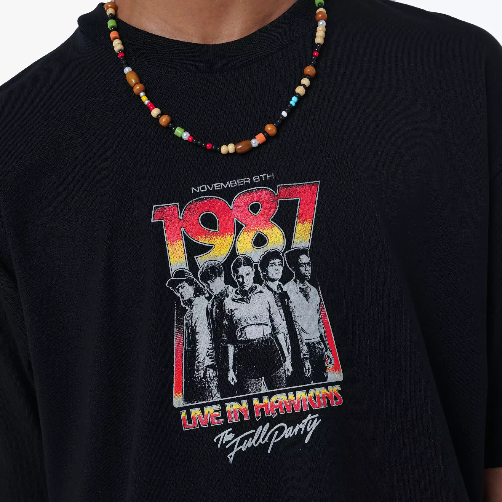 CELCIUS Stranger Things All Star Kaos Lengan Pendek Oversize LIN001715C Hitam