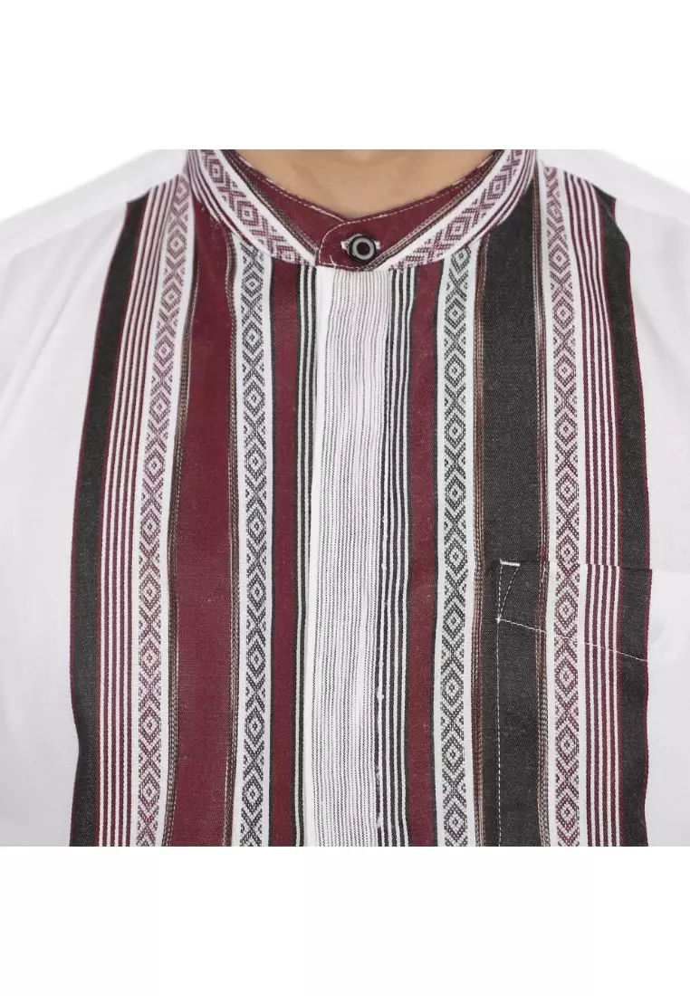 POLICE Kemeja Koko Border Putih Regular Fit Pria