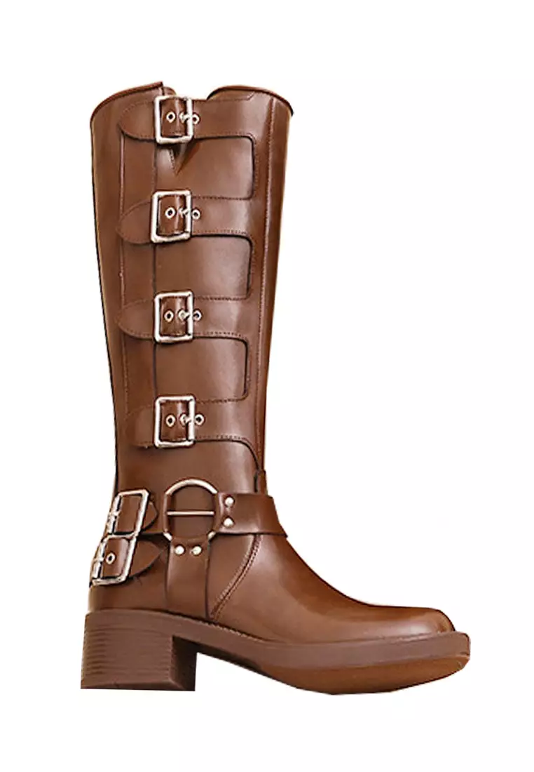 Discount on Twenty Eight Shoes  shoes - SKU: VANSA Fashionable Buckled Platform High Boots VSW-B168-6