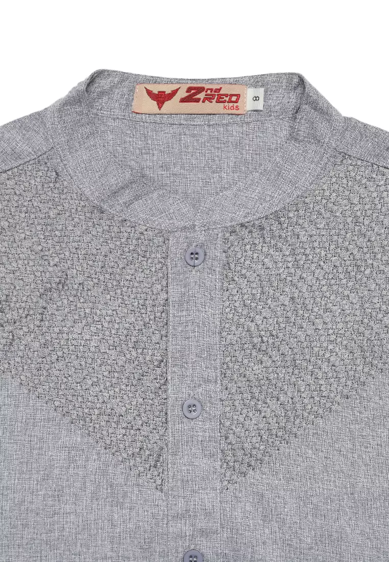 Baju Koko Anak Laki Bordir Arrow Gray Setelan - FOREVER