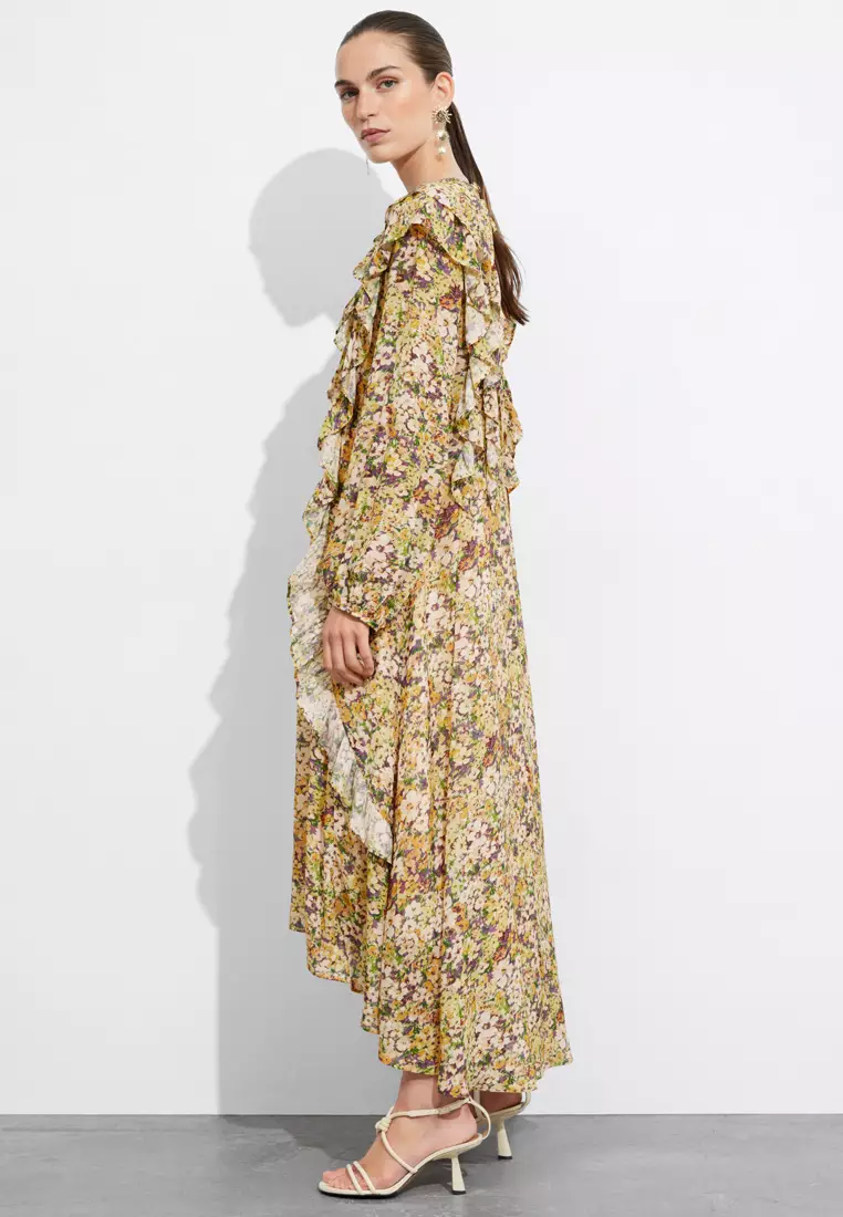 Ruffle-Trimmed Midi Dress