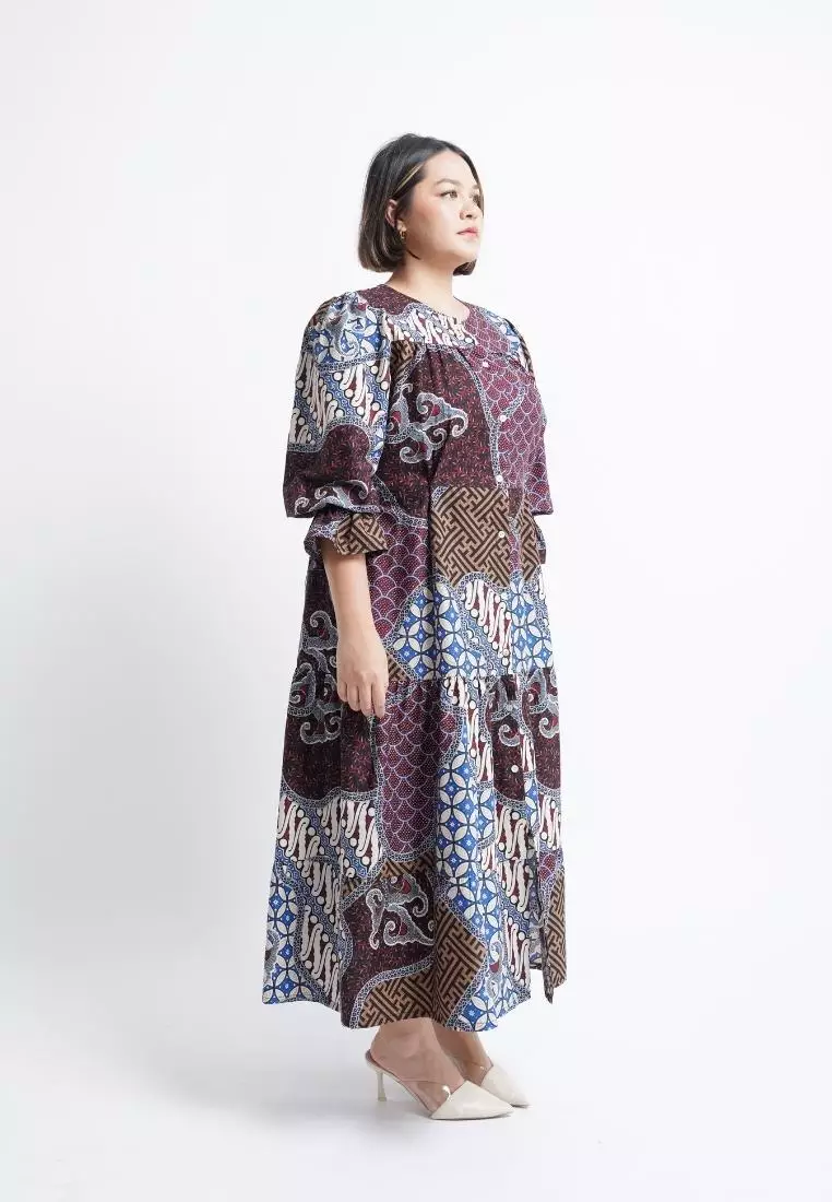 plus size ayunda batik dress purple