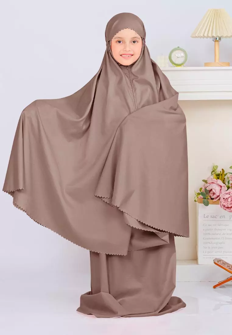 Zelena - Mukena Basic Sabira Lasercut 2in1 Prayer Set - Anak