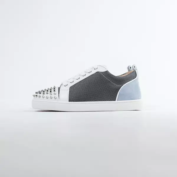 Sepatu CL CHRISTIAN LOUBOUTIN LOUIS JUNIOR SPIKE SILVER BLUE WHITE SNEAKER 100% ORIGINAL