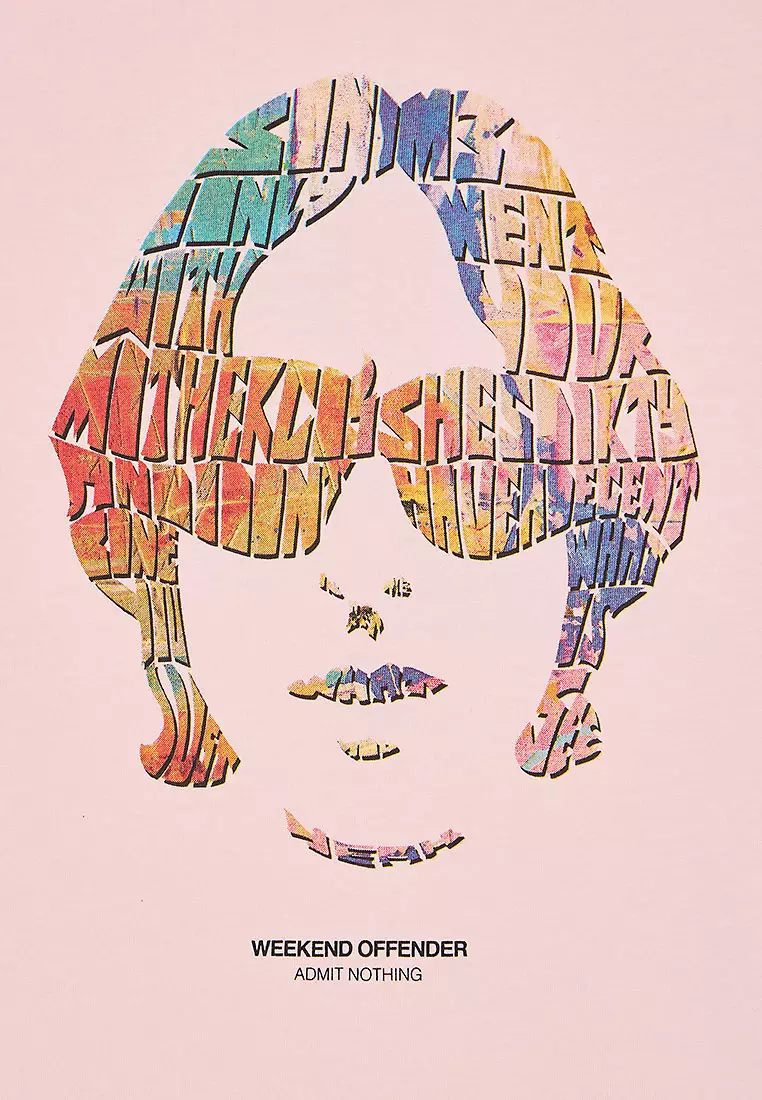 MENS PALE BLUSH KINKY AFRO GRAPHIC TEE