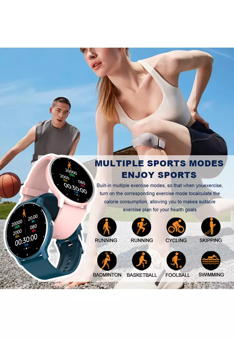 SmartWatch ZL02D Layar Terang 1.28'' Anti Air IP67 Olahraga Pemantauan Tidur dan Detak Jantung Jam Tangan Pria Wanita blue