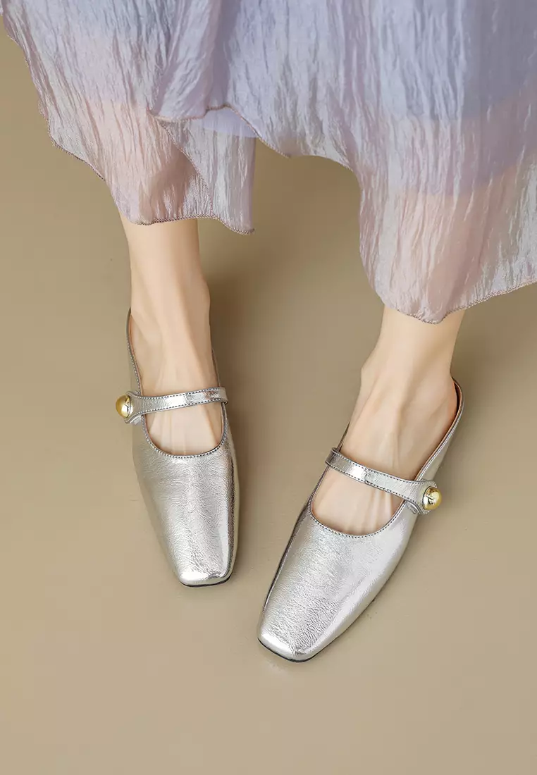 Buckle Strap Flat Mules WW289-1