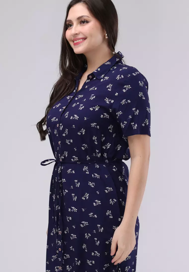 Woven Printed Rayon Short Sleeves Dress