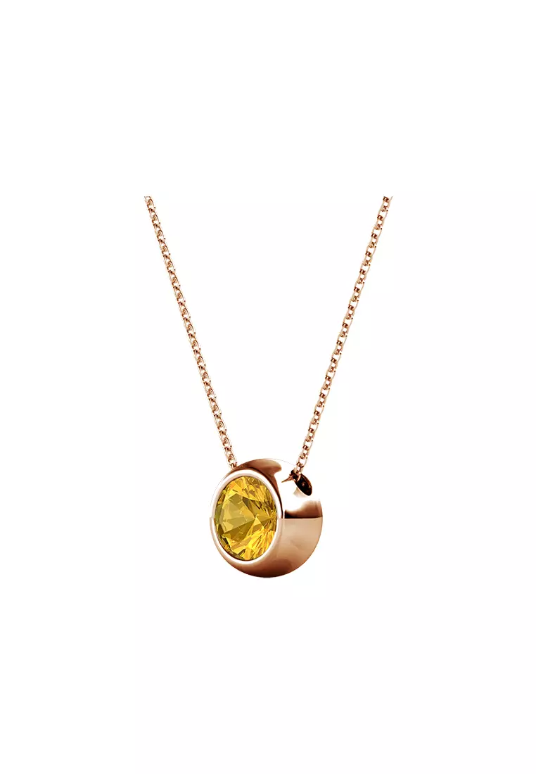 Birth Stone Moon Pendant November Citrine RG - Kalung Crystal Swarovski by Her Jewellery