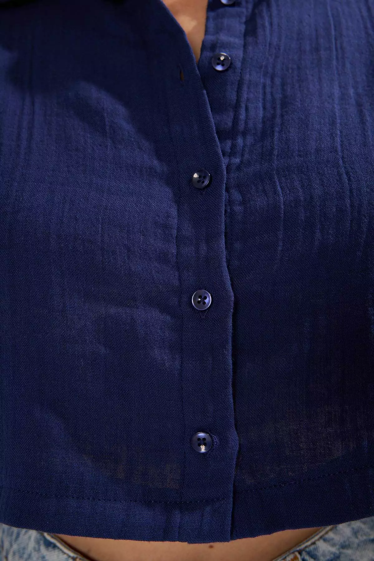 Dark Navy Muslin Beach Shirt