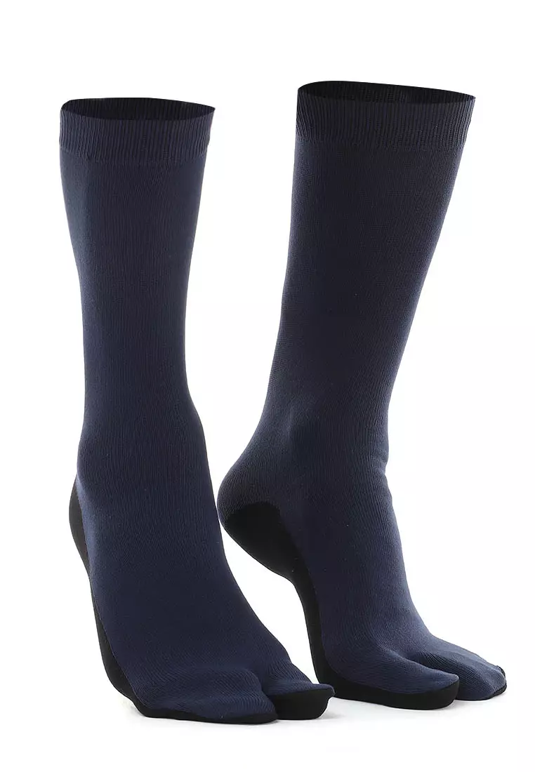 Nercyla Kaos Kaki Wanita Toe Socks Two Tone Casual Footwear Material Spandex ORIGINAL - Navy