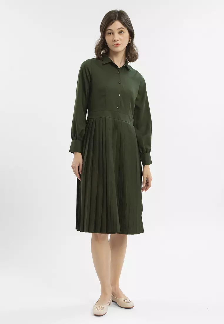 Minimal Cyndira Dress Forest Green
