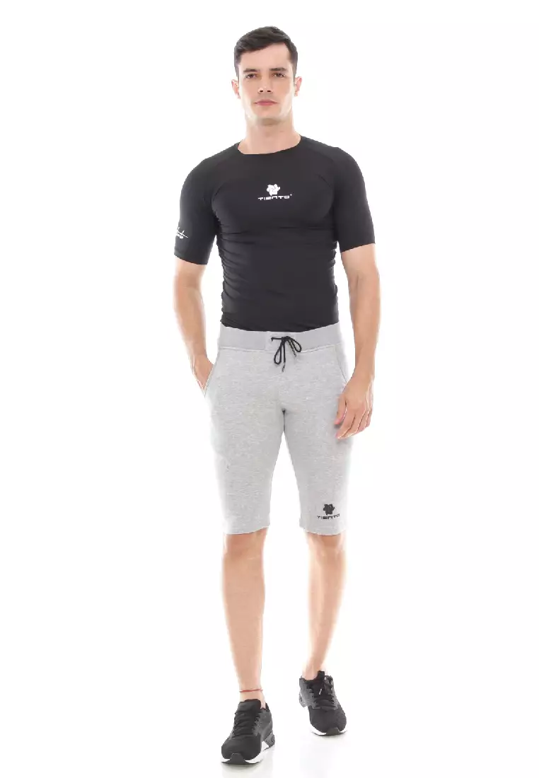 Tiento Celana Selutut Pria Half Jogger Fleece Sporty Misty
